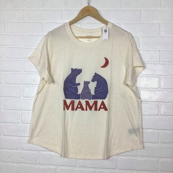 MAMA bear Old Navy Tee cotton polyester butter yellow mother short sleeve XL - Picture 7 of 7
